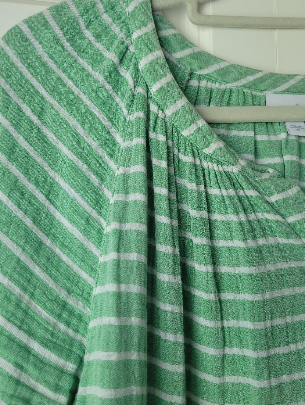 J. Jill Womens Size XL 100% Cotton Striped Button Up Seaglass/Mint Green - Picture 2 of 8